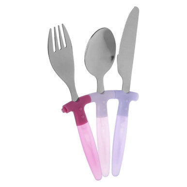 Orsina Kai Children's 3-Piece Pink Cutlery Set | Stainless Steel