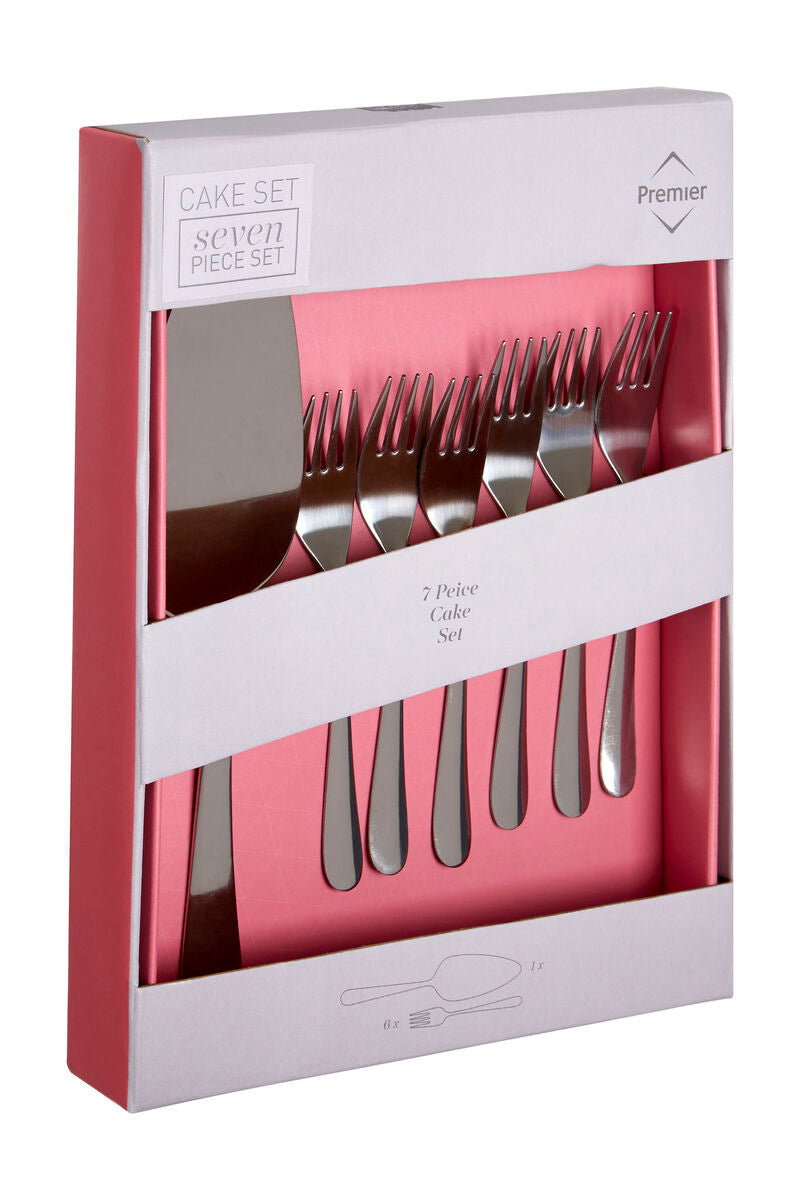 Orsina Hallie Stainless Steel Cake Serving Set | 7-Piece Silver Set