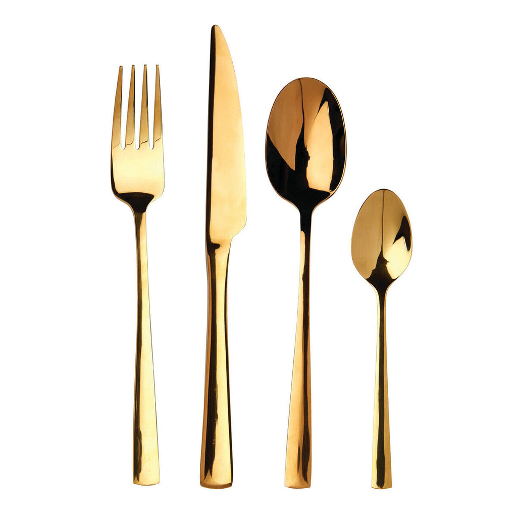 Orsina Avie Glow 16-Piece Gold Cutlery Set | Stainless Steel Flatware