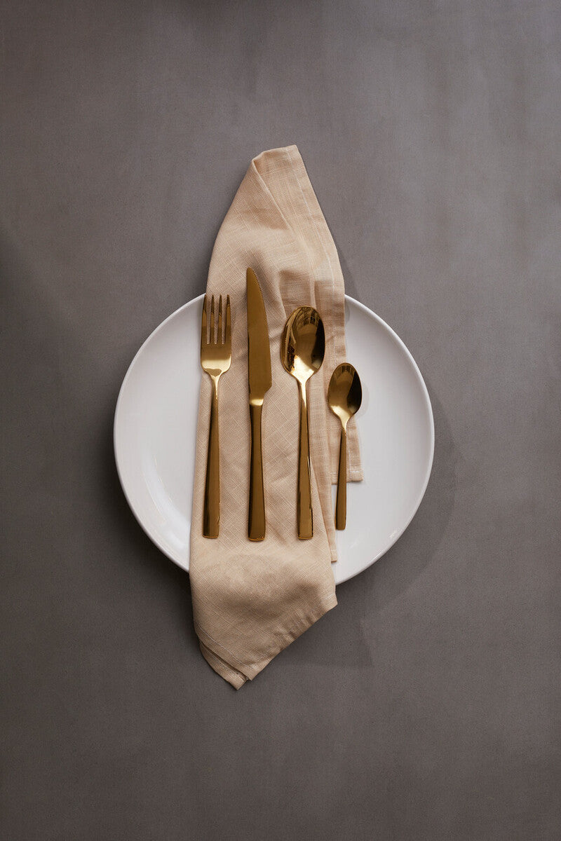 Orsina Avie Glow 16-Piece Gold Cutlery Set | Stainless Steel Flatware
