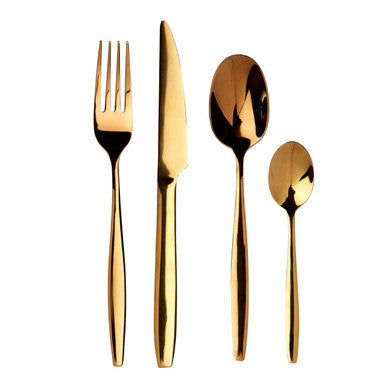 Orsina Avie Aura 16-Piece Gold Cutlery Set – Modern Stainless Flatware