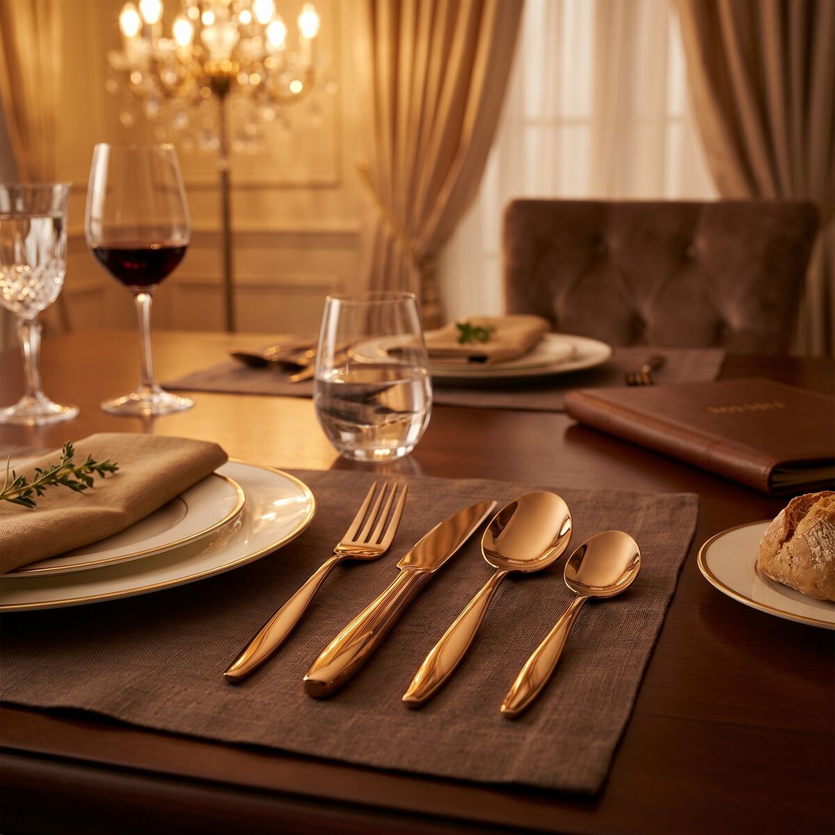 Orsina Avie Aura 16-Piece Gold Cutlery Set – Modern Stainless Flatware