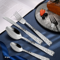 Orsina Martello 16-Piece Silver Stainless Steel Hammered Cutlery Set