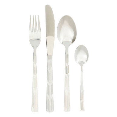 Orsina Avie 16 Piece Cutlery Set – Etched Deco Silver Flatware