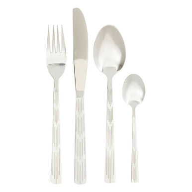 Orsina Avie 24 Piece Etched Stainless Steel Cutlery Set | Polished