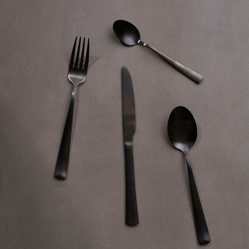 Orsina Avie 16-Piece Onyx Cutlery Set – Modern Black Stainless Flatware