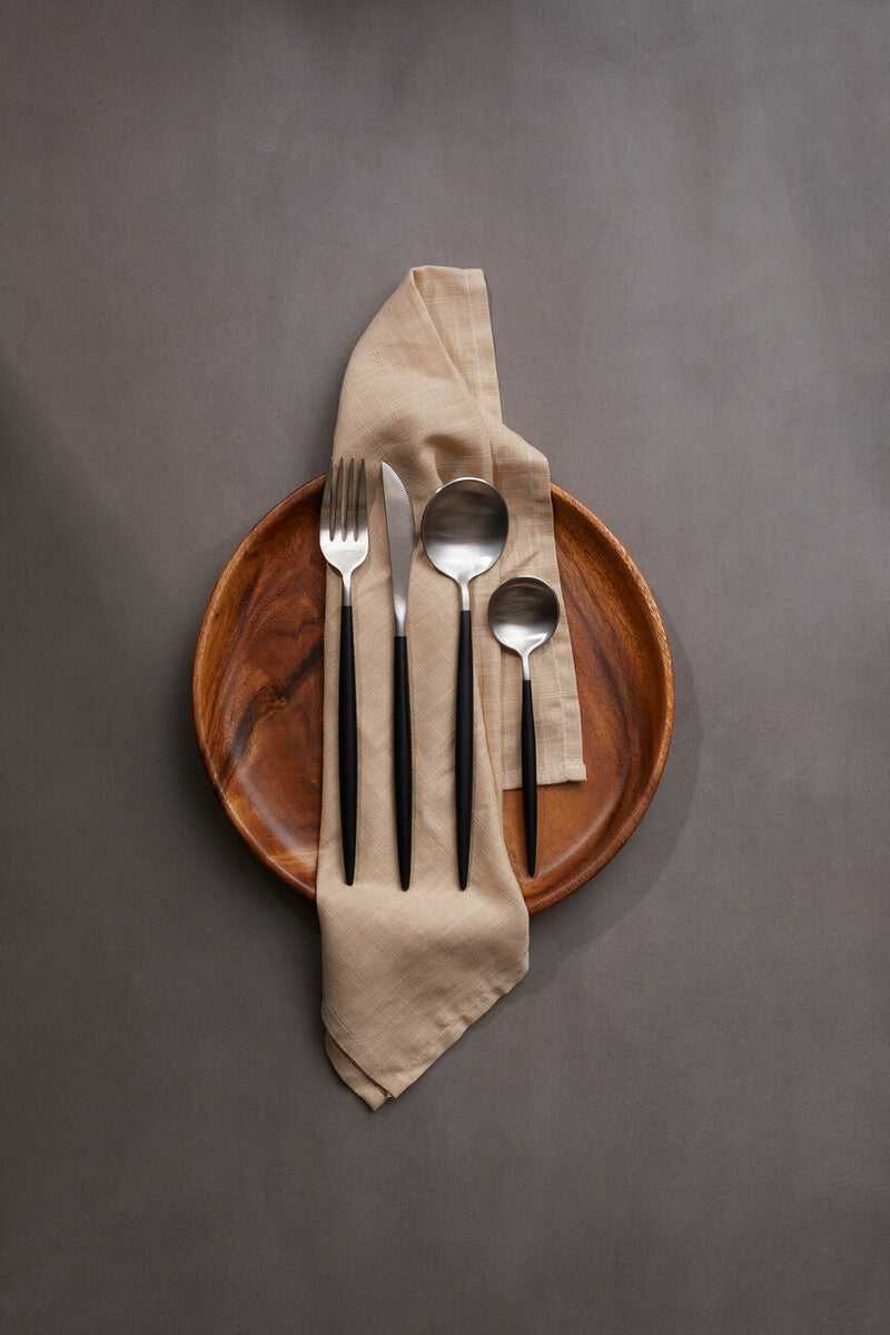 Orsina Avie 16-Piece Cutlery Set – Matte Black and Silver Flatware
