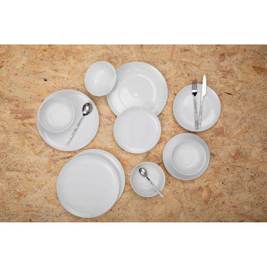 Orsina Avie 16-Piece White Faux Marble Cutlery Set | Silver Flatware