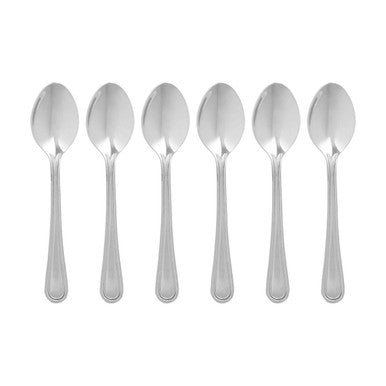 Orsina Classic Teaspoons – Set of 6 Polished Silver Stainless Steel