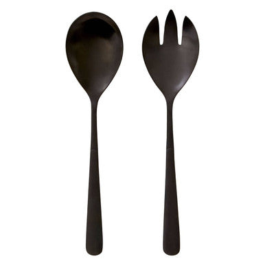 Orsina Matt Black Stainless Steel Salad Servers – 2 Piece Serving Set