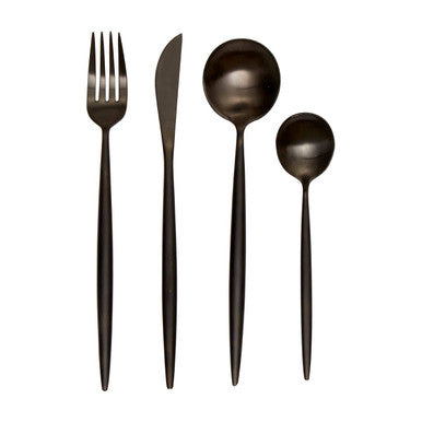 Orsina Matte Black Cutlery Set – 16 Piece Stainless Steel Flatware