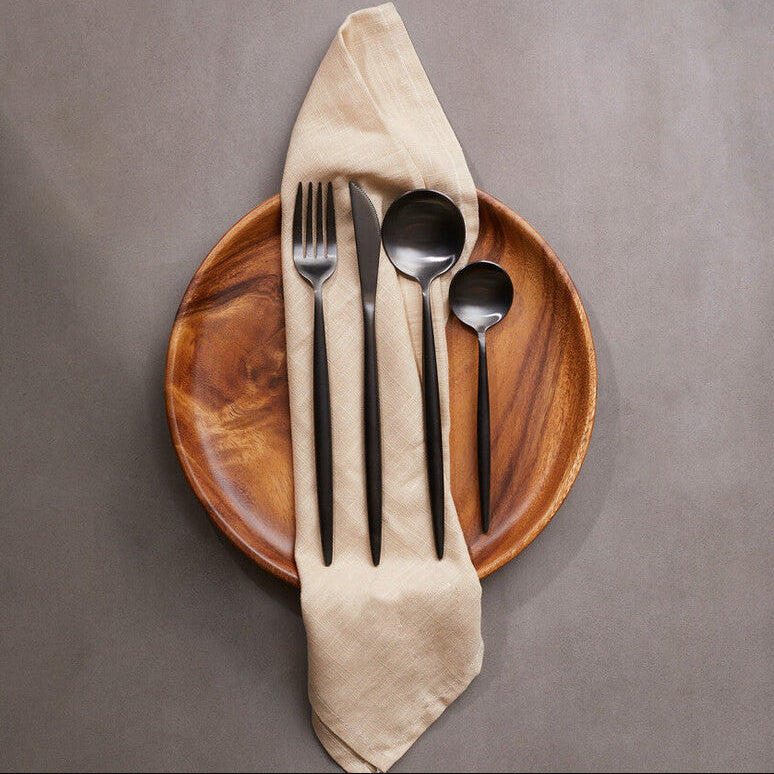 Orsina Matte Black Cutlery Set – 16 Piece Stainless Steel Flatware