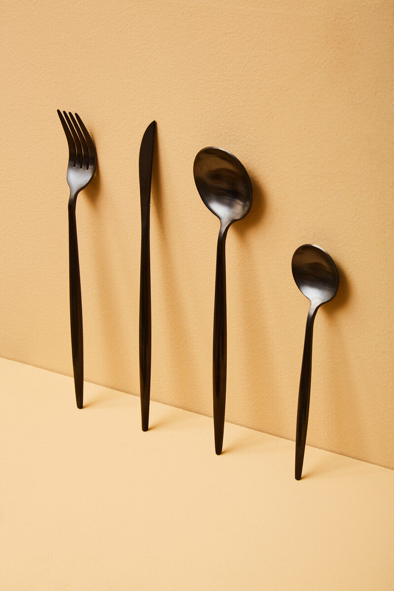 Orsina Matte Black Cutlery Set – 16 Piece Stainless Steel Flatware