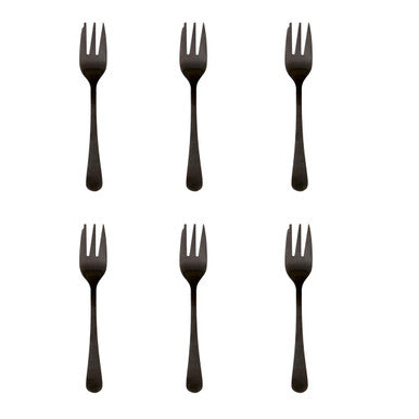 Orsina Modern Retro Cake Forks - Set of 6 Matte Black Stainless Steel