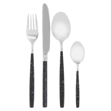 Orsina Avie 16-Piece Cutlery Set – Black and Silver Stainless Steel
