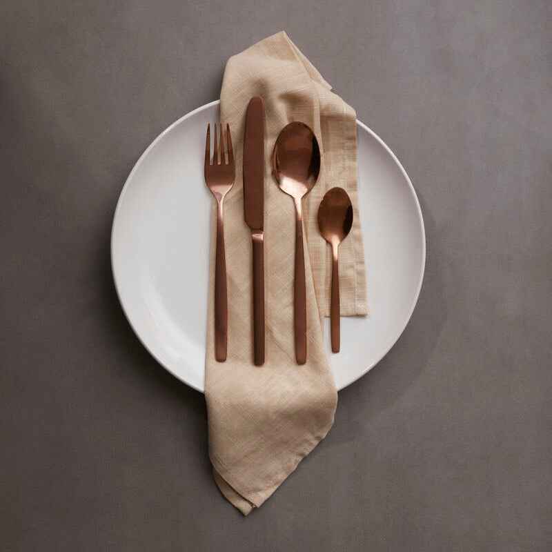 Orsina Avie 16-Piece Rose Gold Cutlery Set – Modern Mirror Finish