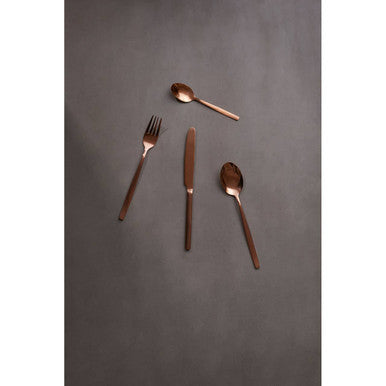 Orsina Avie 16-Piece Rose Gold Cutlery Set – Modern Mirror Finish
