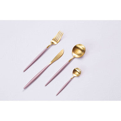 Orsina Avie 16-Piece Pink and Gold Cutlery Set | Modern Flatware