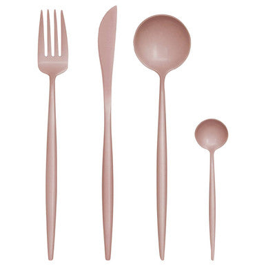 Orsina Avie 16-Piece Matte Pink Cutlery Set | Stainless Steel Flatware