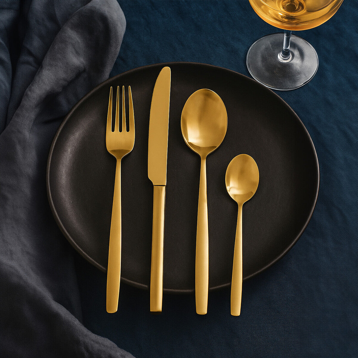 Orsina Avie 16 Piece Gold Stainless Steel Cutlery Set | Service for 4
