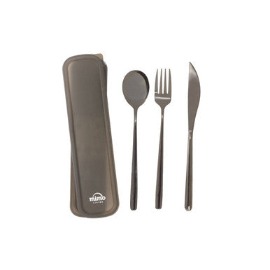 Orsina Black Travel Cutlery Set | 3-Piece Stainless Steel with Case