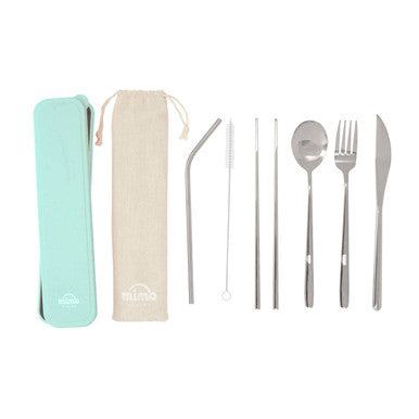 Orsina 6-Piece Silver Travel Cutlery Set | Stainless Steel & Wheat Case