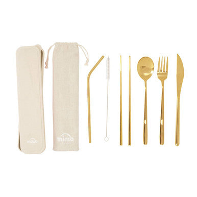 Orsina Gold Travel Cutlery Set – 6-Piece Stainless Steel with Case