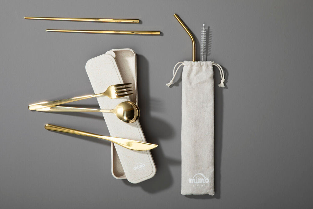 Orsina Gold Travel Cutlery Set – 6-Piece Stainless Steel with Case