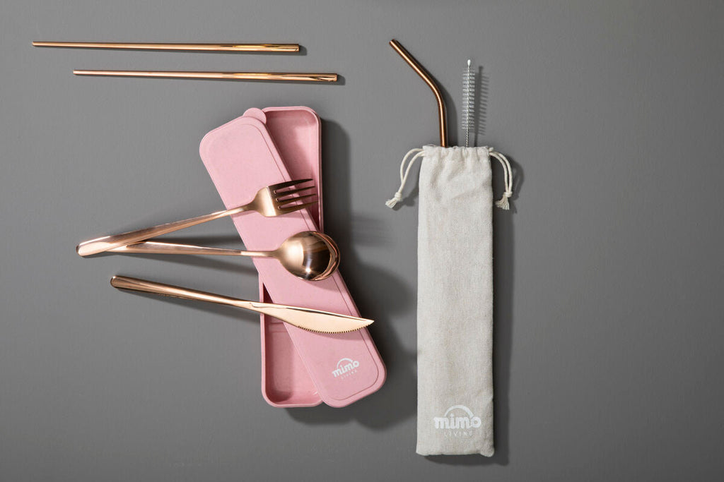 Orsina Rose Gold Travel Cutlery Set – 6 Piece Stainless Steel Kit