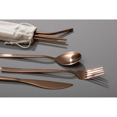 Orsina Rose Gold Travel Cutlery Set – 6 Piece Stainless Steel Kit