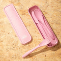 Orsina Mimo 3-Piece Travel Cutlery Set – Pink Wheat Straw Utensils