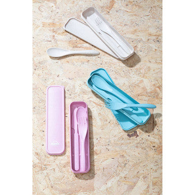 Orsina Mimo 3-Piece Travel Cutlery Set – Pink Wheat Straw Utensils