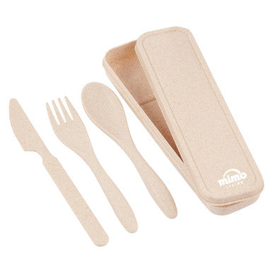 Orsina Mimo 3-Piece Wheat Straw Travel Cutlery Set with Case