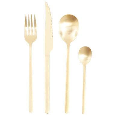 Orsina Avie 16-Piece Gold Finish Cutlery Set | Matte Stainless Steel