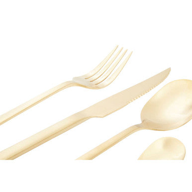 Orsina Avie 16-Piece Gold Finish Cutlery Set | Matte Stainless Steel