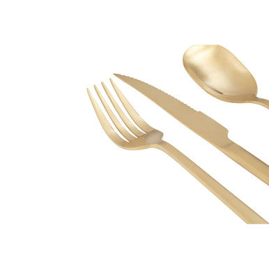 Orsina Avie 16-Piece Gold Finish Cutlery Set | Matte Stainless Steel