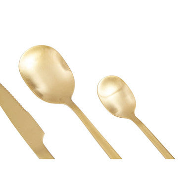 Orsina Avie 16-Piece Gold Finish Cutlery Set | Matte Stainless Steel