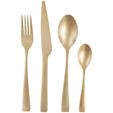 Orsina Avie 16-Piece Antique Gold Cutlery Set | Stainless Steel Flatware