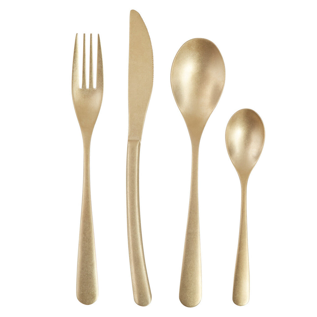 Orsina Avie 16-Piece Antique Gold Cutlery Set | Stainless Steel Flatware
