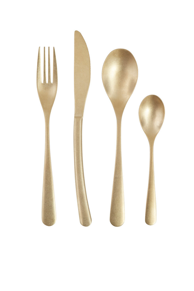 Orsina Avie 16-Piece Antique Gold Cutlery Set | Stainless Steel Flatware