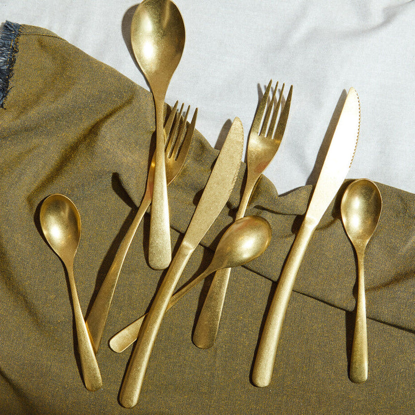 Orsina Avie 16-Piece Antique Gold Cutlery Set | Stainless Steel Flatware