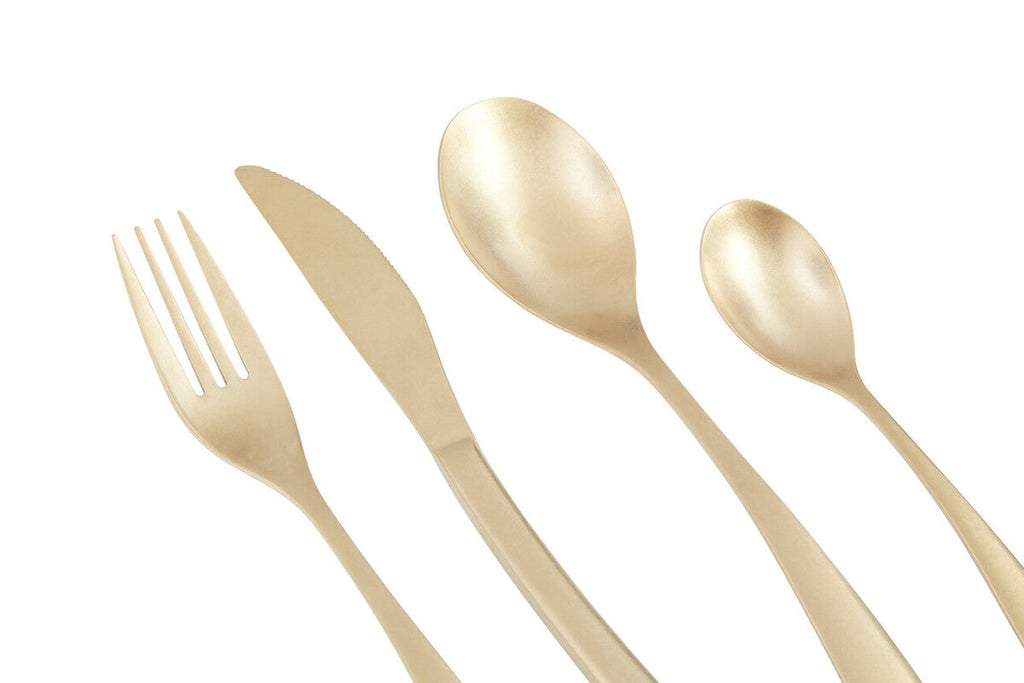 Orsina Avie 16-Piece Antique Gold Cutlery Set | Stainless Steel Flatware