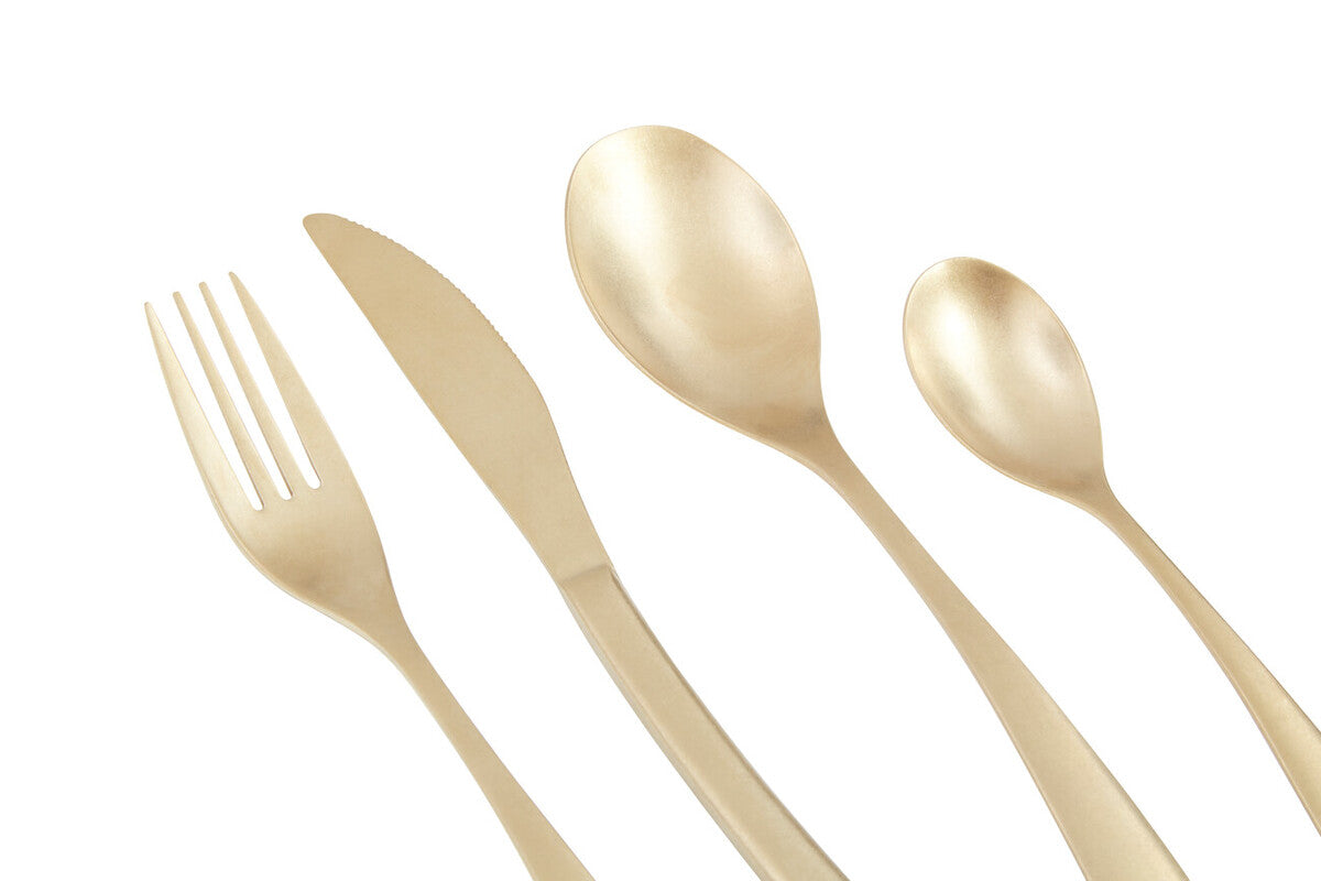 Orsina Avie 16-Piece Antique Gold Cutlery Set | Stainless Steel Flatware