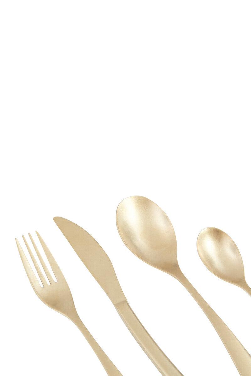 Orsina Avie 16-Piece Antique Gold Cutlery Set | Stainless Steel Flatware