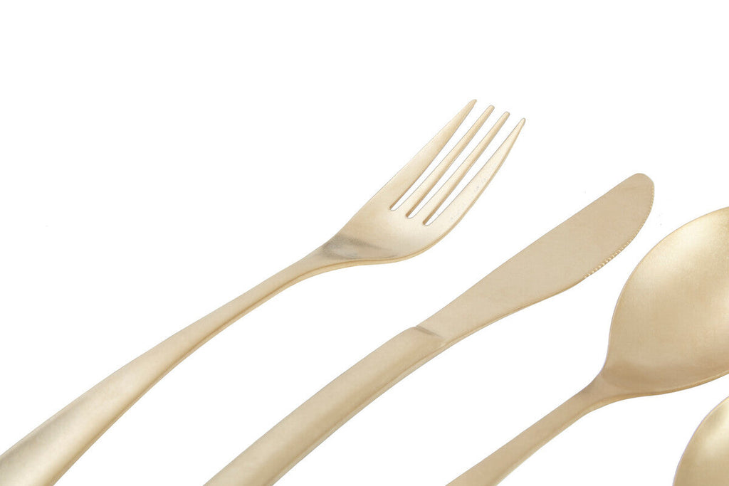 Orsina Avie 16-Piece Antique Gold Cutlery Set | Stainless Steel Flatware