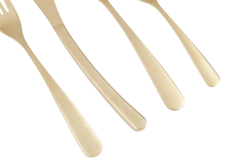 Orsina Avie 16-Piece Antique Gold Cutlery Set | Stainless Steel Flatware