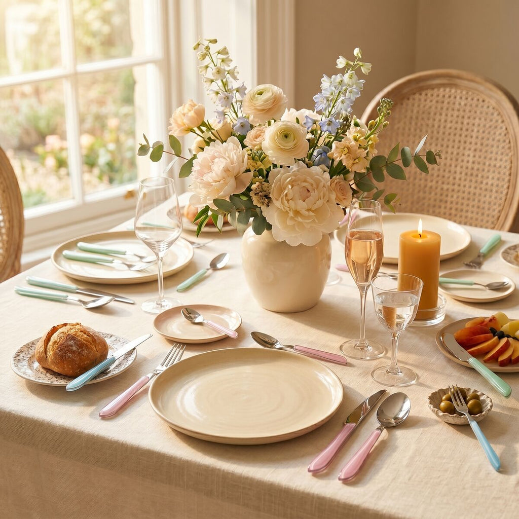 Orsina Zuma 24-Piece Pastel Cutlery Set – Stainless Steel Flatware