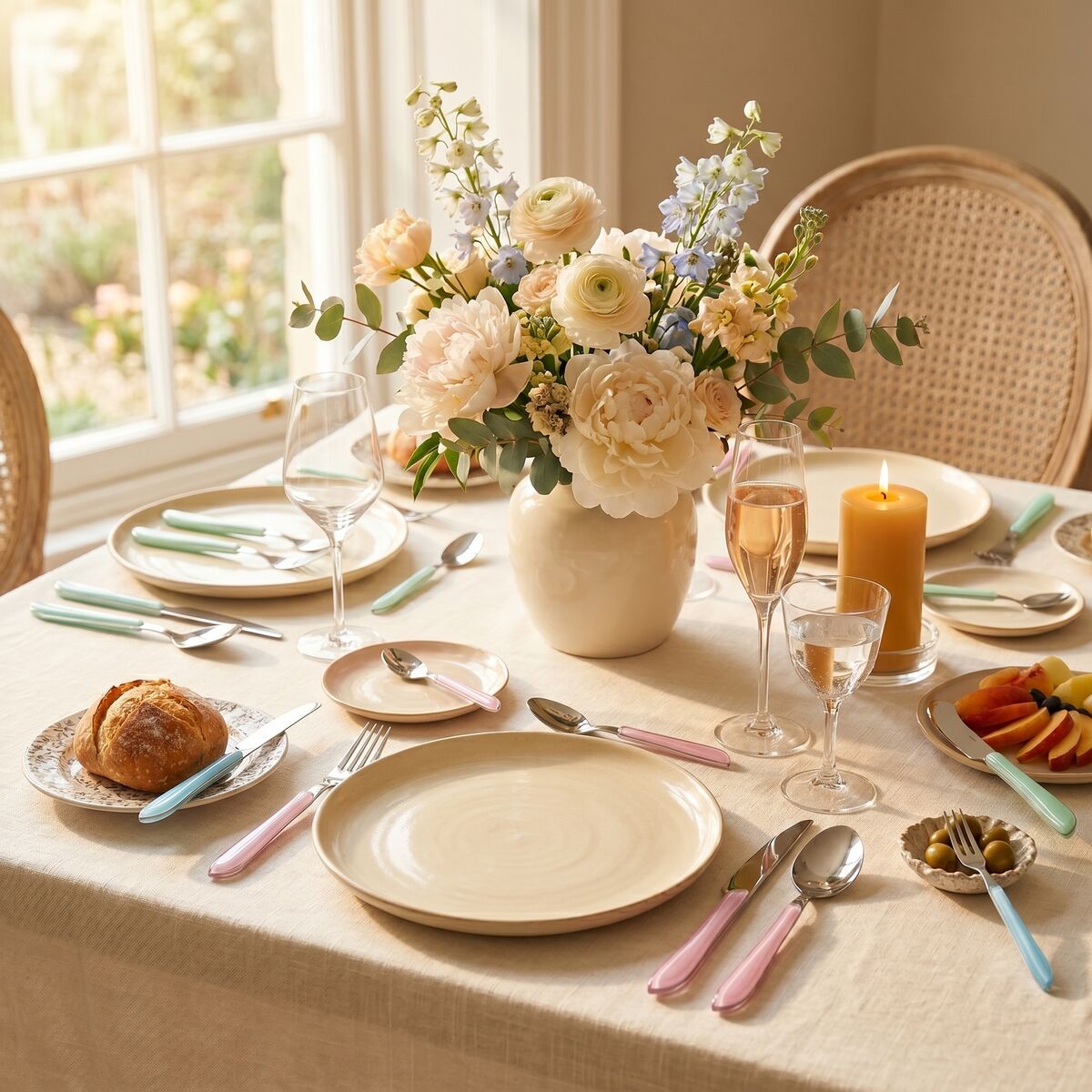Orsina Zuma 24-Piece Pastel Cutlery Set – Stainless Steel Flatware