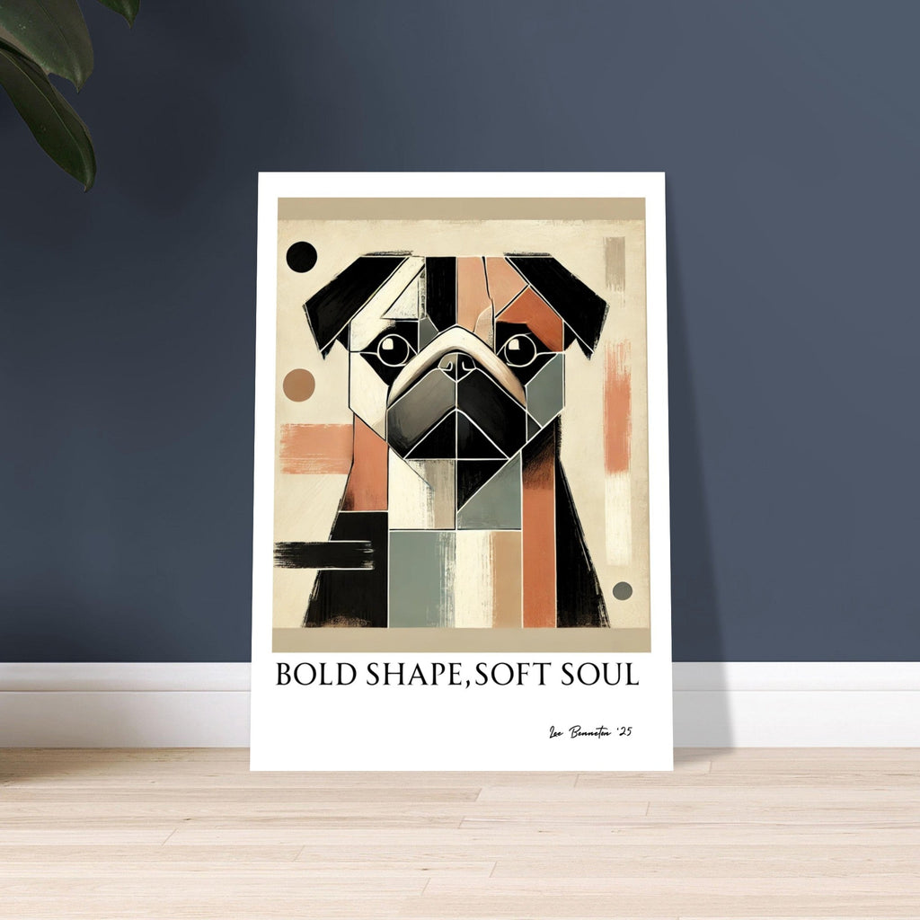 Modern Abstract Pug Poster – Geometric Dog Wall Art | “Bold Shape, Soft Soul”