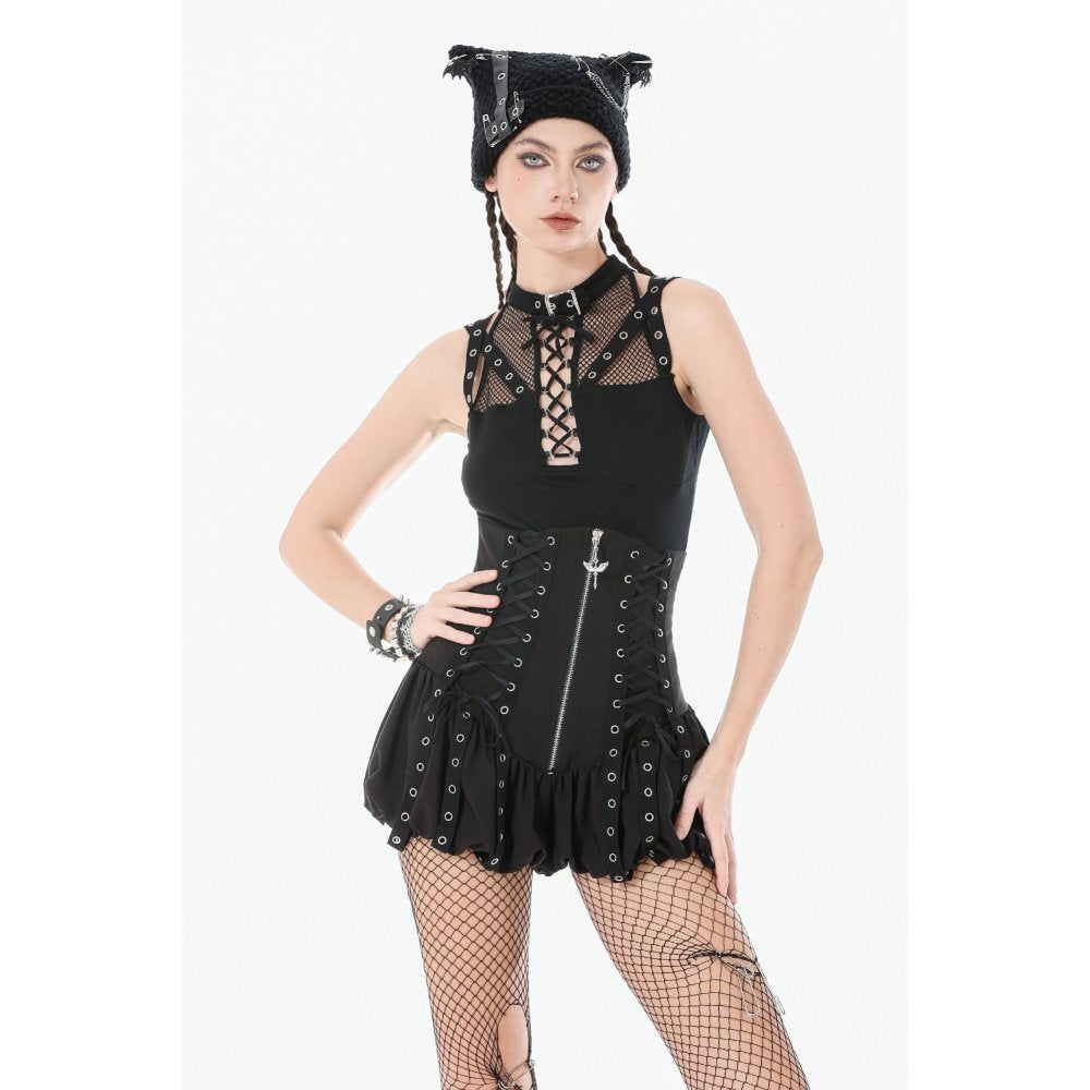 Dark in Love Brynja Gothic Eyelet Balloon Shorts – High Waist Punk